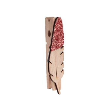 8 Pinces en Bois Plume - Rouge 8 Pinces en Bois Plume - Rouge