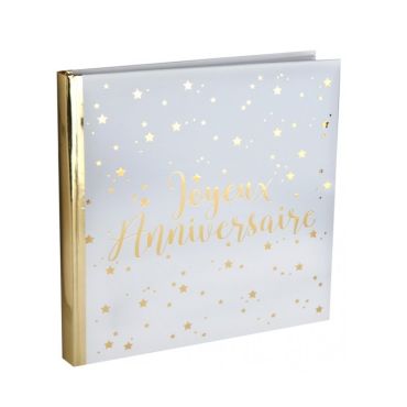 Livre d'Or "Joyeux Anniversaire" - Blanc / Or Livre d'Or "Joyeux Anniversaire" - Blanc / Or