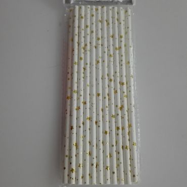 Lot de 20 pailles blanches avec étoiles dorées Lot de 20 pailles blanches avec étoiles dorées