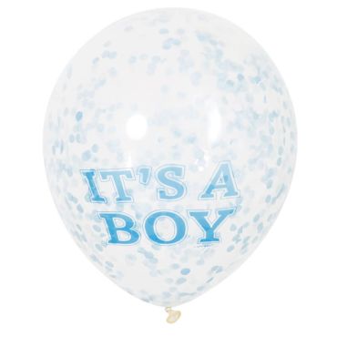 6 Ballons "It's a boy" à confettis 6 Ballons "It's a boy" à confettis