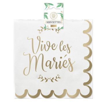 Craquez pour ce lot de 10 serviettes en papier avec l'inscription "Vive les Mariés" | jourdefete.com Craquez pour ce lot de 10 serviettes en papier avec l'inscription "Vive les Mariés" | jourdefete.com