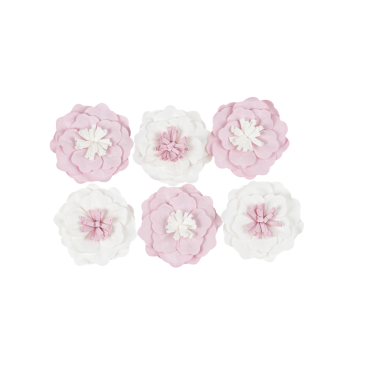 Fleurs adhésives rose et blanc (x6) | jourdefete.com Fleurs adhésives rose et blanc (x6) | jourdefete.com