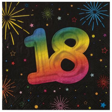 Serviettes en papier anniversaire 18 ans Festicolor avec motifs arc-en-ciel | jourdefete.com Serviettes en papier anniversaire 18 ans Festicolor avec motifs arc-en-ciel | jourdefete.com