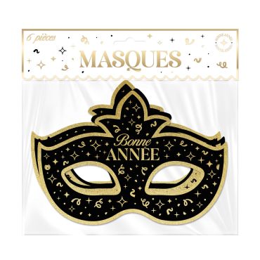 6 masques en carton Bonne Année