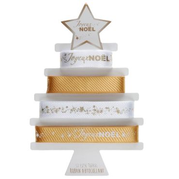4 Rubans Autocollants - Joyeux Noël - Noël Or Métallisé 4 Rubans Autocollants - Joyeux Noël - Noël Or Métallisé