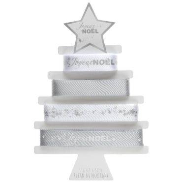 Rubans Autocollants - Joyeux Noël - Noël Argent Métallisé Rubans Autocollants - Joyeux Noël - Noël Argent Métallisé