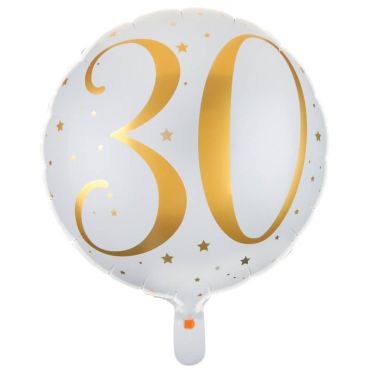Ballon Anniversaire - Blanc et Or - 30 ans | jourdefete.com Ballon Anniversaire - Blanc et Or - 30 ans | jourdefete.com