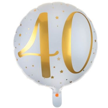 Ballon Anniversaire - Blanc et Or - 40 ans | jourdefete.com Ballon Anniversaire - Blanc et Or - 40 ans | jourdefete.com