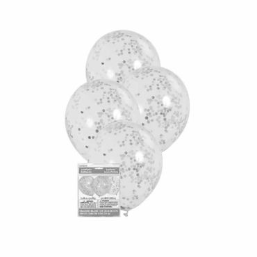 6 Ballons à Confettis - Argent 6 Ballons à Confettis - Argent