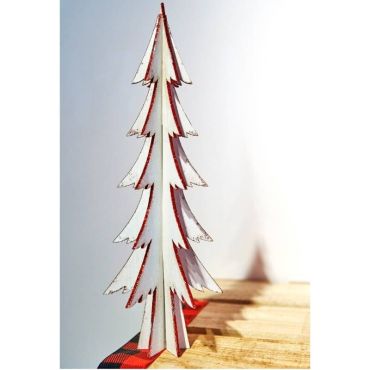 Décoration à Poser Noël - Bois - Sapin Blanc avec Paillettes - Rouge Décoration à Poser Noël - Bois - Sapin Blanc avec Paillettes - Rouge