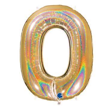 Ballon doré holographique chiffre 0 Ballon doré holographique chiffre 0