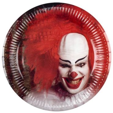 Sachet de 6 Assiettes en Carton - Clown d'Horreur Sachet de 6 Assiettes en Carton - Clown d'Horreur