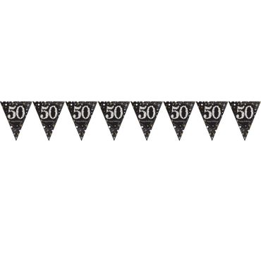 Guirlande Fanion - 50 Ans Argent Guirlande Fanion - 50 Ans Argent