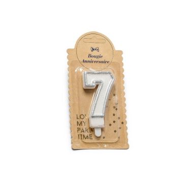Bougie Chiffre 7 Pailleté Argent Bougie Chiffre 7 Pailleté Argent