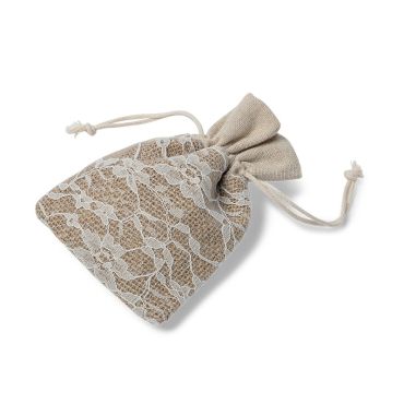 5 Pochons à Dragées Toile de Jute et Dentelle 5 Pochons à Dragées Toile de Jute et Dentelle