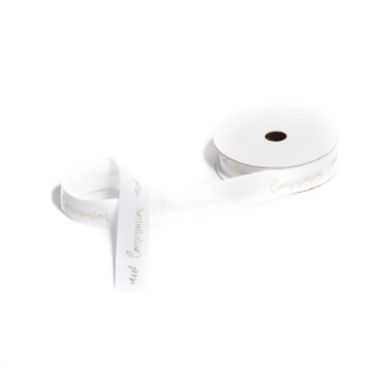 Ruban en Satin "Communion" - Blanc et Or Ruban en Satin "Communion" - Blanc et Or