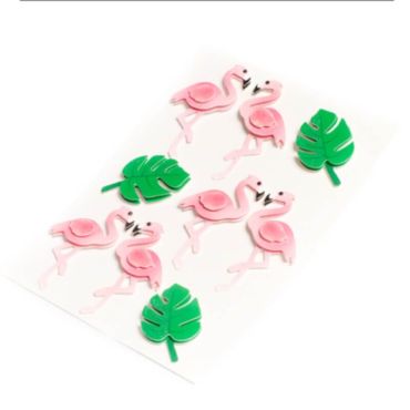 Sachet de 9 Stickers Flamants Roses et Feuilles de bananiers Sachet de 9 Stickers Flamants Roses et Feuilles de bananiers