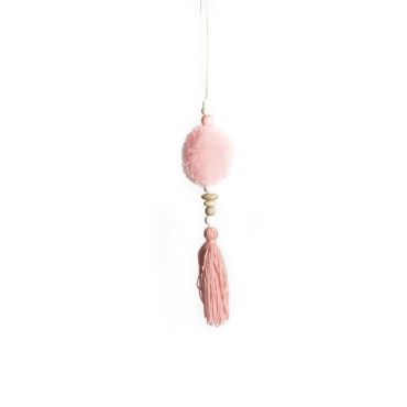 Suspension à Pompons - Rose