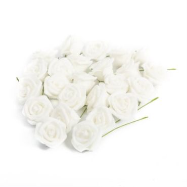 Sachet de 24 Roses sur tige - Blanc Pailleté Sachet de 24 Roses sur tige - Blanc Pailleté