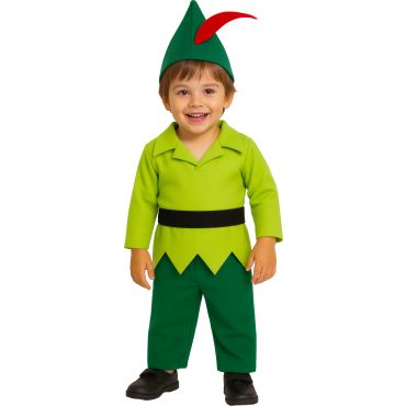 Bébé portant un déguisement d’archer vert avec tunique, pantalon et chapeau à plume rouge | jourdefete.com Bébé portant un déguisement d’archer vert avec tunique, pantalon et chapeau à plume rouge | jourdefete.com