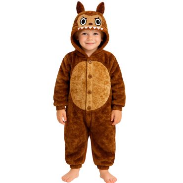 Déguisement enfant monstre brun inspiration Labubu avec capuche | jourdefete.com Déguisement enfant monstre brun inspiration Labubu avec capuche | jourdefete.com