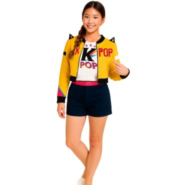 Déguisement K-Pop Star fille avec veste jaune et tenue pop moderne | jourdefete.com Déguisement K-Pop Star fille avec veste jaune et tenue pop moderne | jourdefete.com