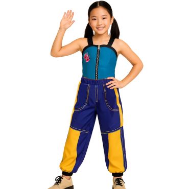 Déguisement K-Pop fille avec pantalon bicolore et haut zippé moderne | jourdefete.com