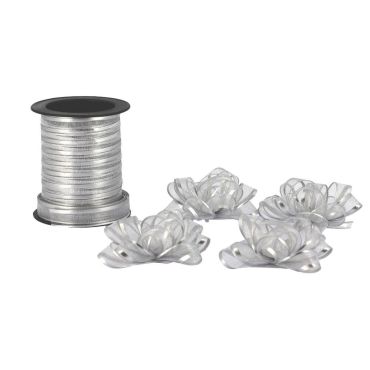 Nœuds adhésifs argent avec ruban en organza pour cadeaux de Noël | jourdefete.com Nœuds adhésifs argent avec ruban en organza pour cadeaux de Noël | jourdefete.com