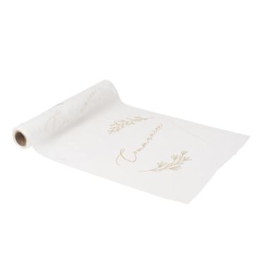 Un joli chemin de table blanc et or à dérouler sur la table de communion de votre enfant | jourdefete.com Un joli chemin de table blanc et or à dérouler sur la table de communion de votre enfant | jourdefete.com