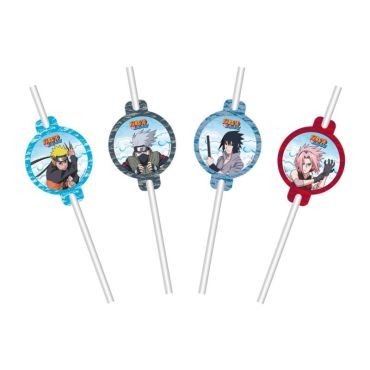 Ce lot de 8 pailles médaillon en papier à l'effigie de Naruto sera parfait sur la table lors de l’anniversaire "Naruto ®" de votre enfant | jourdefete.com