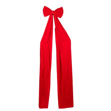 Nœud géant de Noël en velours rouge traditionnel 40 cm x 2 m pour sapin et porte | jourdefete.com