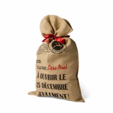 Hotte à cadeaux du Père Noël en jute - Collection "Chez Capucine" - Timbre Hotte à cadeaux du Père Noël en jute - Collection "Chez Capucine" - Timbre