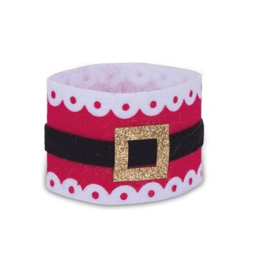 Sachet de 4 Ronds de Serviette - Père Noël avec Boucle Dorée Sachet de 4 Ronds de Serviette - Père Noël avec Boucle Dorée