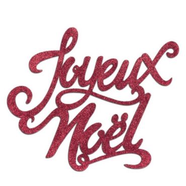 Sachet de 4 Décorations - Bois - Joyeux Noël - Paillettes Rouges Sachet de 4 Décorations - Bois - Joyeux Noël - Paillettes Rouges