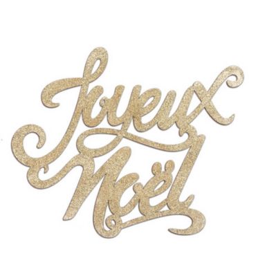 Décoration à Poser Noël - Bois - Joyeux Noël - Paillettes Or