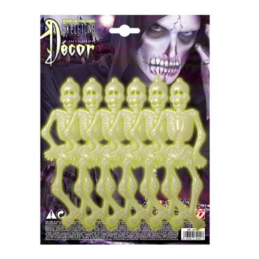 Sachet de 6 mini Squelettes Phosphorescents Sachet de 6 mini Squelettes Phosphorescents