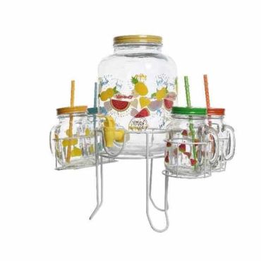 Fontaine à boisson " Happy summer" avec 4 verres et pailles