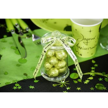 Ruban "Joyeux Anniversaire" en Satin - Vert Ruban "Joyeux Anniversaire" en Satin - Vert