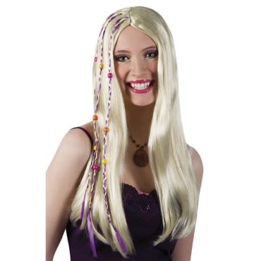 Perruque Hippie Flower Power Femme - Blonde Perruque Hippie Flower Power Femme - Blonde