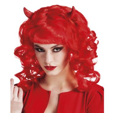 Perruque Lady Devil avec Cornes Perruque Lady Devil avec Cornes