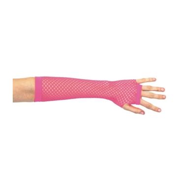 Mitaines Longues Roses Fluo en Résille Mitaines Longues Roses Fluo en Résille