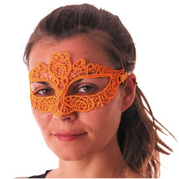 Loup en Tissu Dentelle - Orange Fluo Loup en Tissu Dentelle - Orange Fluo