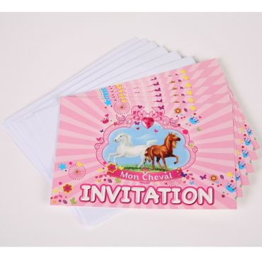 6 Invitations avec Enveloppes - Collection "Mon Cheval" 6 Invitations avec Enveloppes - Collection "Mon Cheval"
