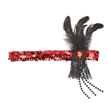 Bandeau Charleston Sequins et Plumes - Rouge Bandeau Charleston Sequins et Plumes - Rouge