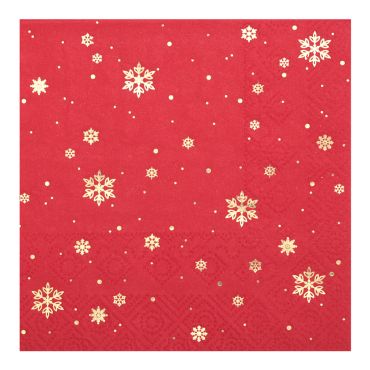 Serviettes de Noël rouges avec motifs flocons dorés 25x25 cm x10 | jourdefete.com Serviettes de Noël rouges avec motifs flocons dorés 25x25 cm x10 | jourdefete.com