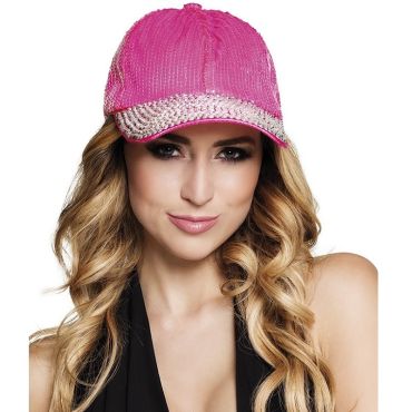 Casquette Strass et Sequins Rose Casquette Strass et Sequins Rose