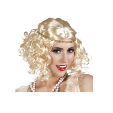 Perruque Charleston Femme Blonde avec Bandeau Perruque Charleston Femme Blonde avec Bandeau