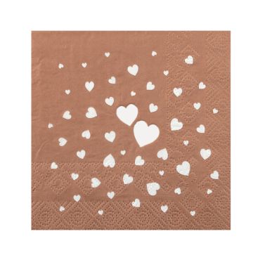 Serviettes cocktail en papier avec cœurs blancs coloris moka pour décoration de table de fête | jourdefete.com Serviettes cocktail en papier avec cœurs blancs coloris moka pour décoration de table de fête | jourdefete.com