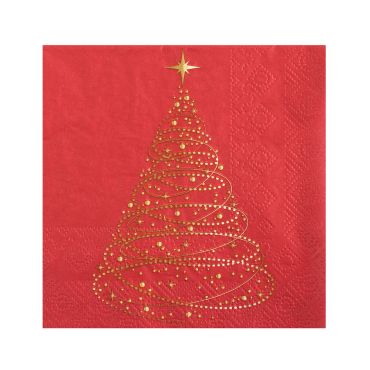 Serviette de table rouge avec sapin de Noël doré étincelant 25x25 cm par 20 | jourdefete.com Serviette de table rouge avec sapin de Noël doré étincelant 25x25 cm par 20 | jourdefete.com