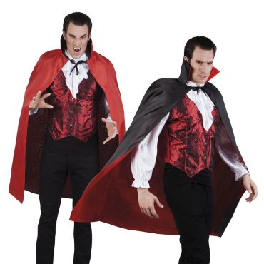 Cape de Vampire Réversible Rouge et Noire Adulte - 120 cm Cape de Vampire Réversible Rouge et Noire Adulte - 120 cm